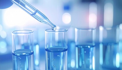 Genomic Testing Pipette Lab: Close up of Pipette drawing clear solution from microtube
