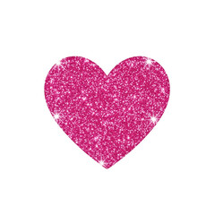 Fototapeta premium Pink glitter heart with sparkling highlights on black background