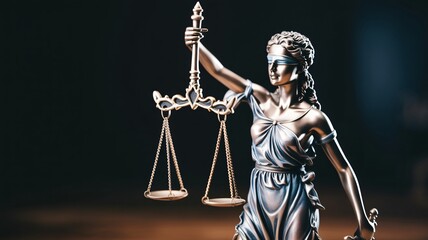 Elegant Lady Justice statue holding scales for law firm branding and legal services use