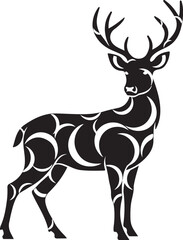 Obraz premium Deer Silhouette With Abstract Swirl Pattern vector
