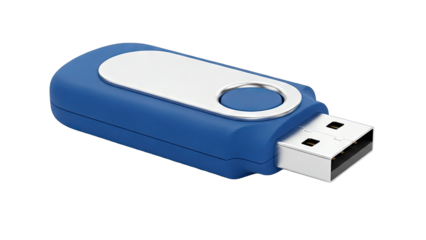 Blue USB Flash Drive Isolated on White Background