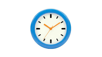 Blue Wall Clock Showing Time on White Background