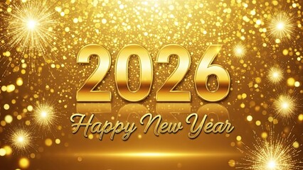 Happy New Year 2014 celebration vector illustration card design with gold stars, winter snow, and festive Christmas holiday decoration