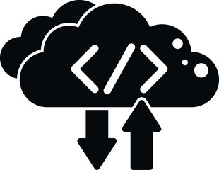 Cloud storing and sharing programming code with data transfer arrows