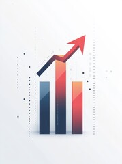 Upward arrow bar graph on pastel background representing business growth and market trends, professional vector illustration.