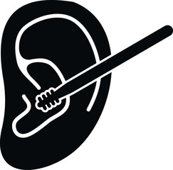 Human ear being cleaned with a cotton swab, representing personal hygiene