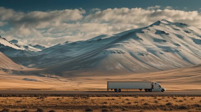 Truck traversing vast landscapes for cross-country cargo delivery