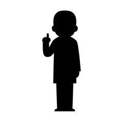 Black Silhouette of White-Coat Male Healthcare Worker Explaining with Finger