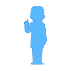 Blue Silhouette Male Healthcare Staff Explaining with Finger Outline Illustration