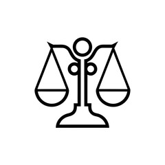 Outline drawing of a balance scale symbol on transparent background silhouette
