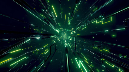 VJ トンネル ワープ 宇宙 サイバー 緑 [別Verあり]