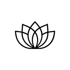 Stylized outline of a lotus flower design on transparent background silhouette