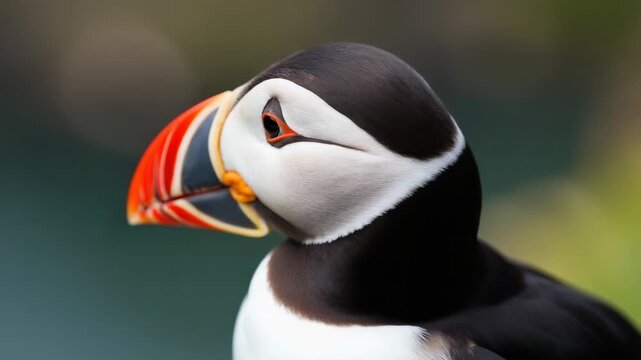 Video Bird's beak up close, detailed shot of plumage and facial features