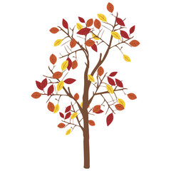 Autumn Tree with Colorful Leaves – Seasonal Nature Vector for Fall Decor and Environmental Designs