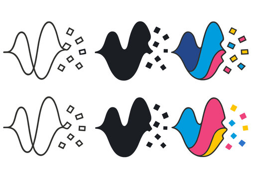 Quantum Decoherence Fragments. Wavefunction fragments illustrating quantum decoherence, abstract minimalist vector illustration,