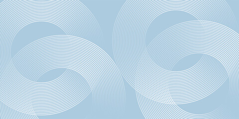 Fototapeta premium White abstract background with geometric shapes. Modern circle lines pattern. Minimal geometric design. Futuristic technology concept. Horizontal banner template. Vector Ilustration Eps 10