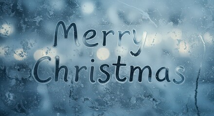 Frosty window merry christmas