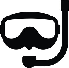 diving mask icon Black silhouette vector illustration on transparent background