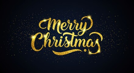 Gold merry christmas text design