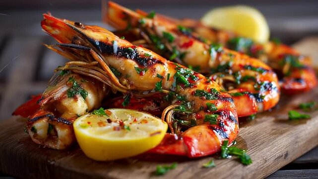 grilled prawns with garlic and chili