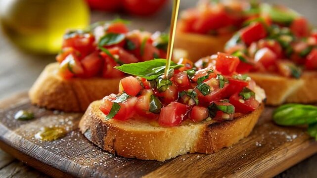 bruschetta with tomato basil and garlic olive oil
