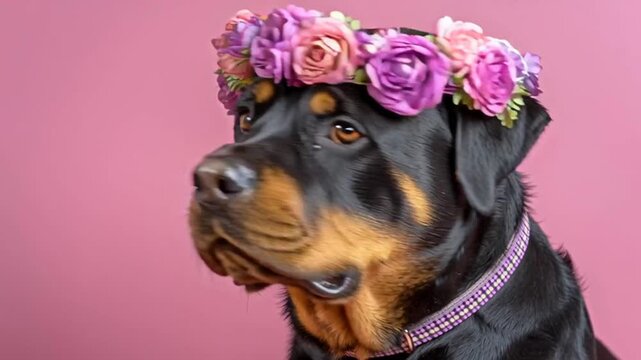 rottweiler dog flower crown