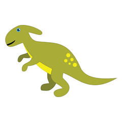 Cartoon Dinosaur Clipart – Green Dino with Yellow Belly and Spots on White Background