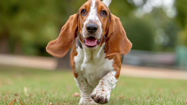 basset hound running funny