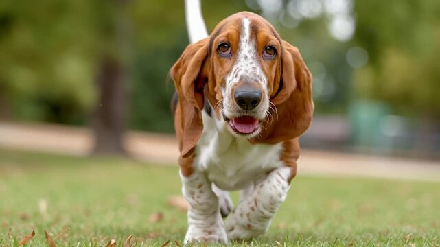 funny basset hound running