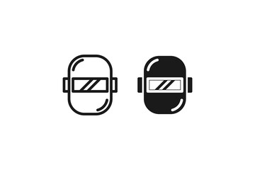 welding helmet icon outline and flat