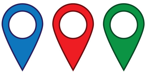 Map location pin icon set. GPS pointer, marker for destination, position, and navigation. Vector symbol collection isolated on transparent background for web and app design.