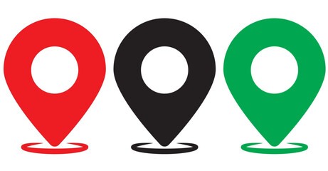 Map location pin icon set. GPS pointer, marker for destination, position, and navigation. Vector symbol collection isolated on transparent background for web and app design.