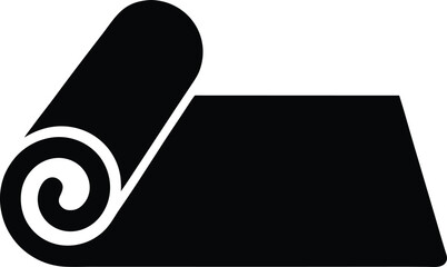 pilates mat icon Black silhouette vector illustration on transparent background
