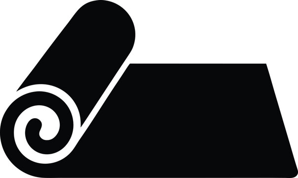pilates mat icon Black silhouette vector illustration on transparent background