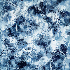 Abstract blue grunge texture with ink splatters and brush strokes. blue watercolor splash and artistic chaotic paint design. indigo blue camouflage pattern, denim style background.