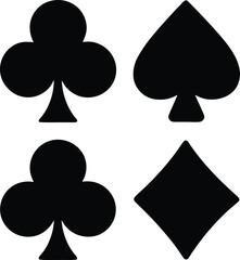 poker cards icon Black silhouette vector illustration on transparent background