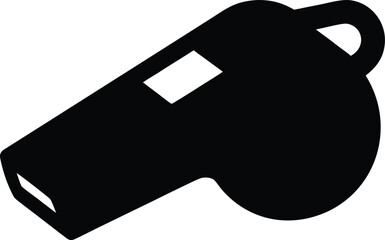 referee whistle icon Black silhouette vector illustration on transparent background