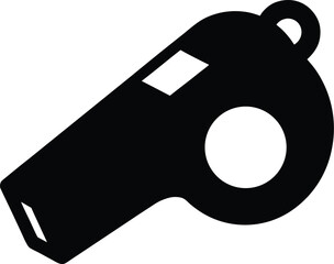 referee whistle icon Black silhouette vector illustration on transparent background