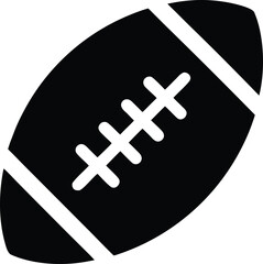 rugby ball icon Black silhouette vector illustration on transparent background