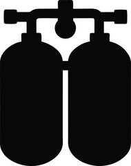 scuba tank icon Black silhouette vector illustration on transparent background