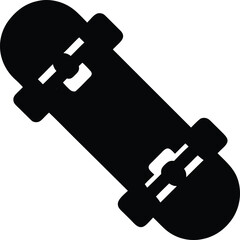 skateboard icon Black silhouette vector illustration on transparent background