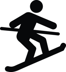 skiing icon Black silhouette vector illustration on transparent background