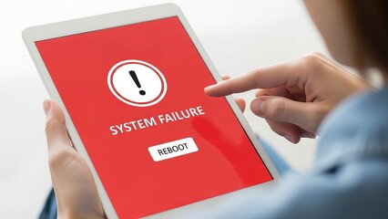 System failure on digital tablet requiring reboot for resolution shown onscreen