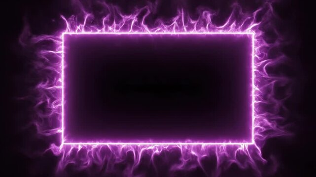 Violet electrical lightning border frame on dark background
