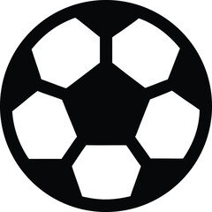 soccer ball icon Black silhouette vector illustration on transparent background
