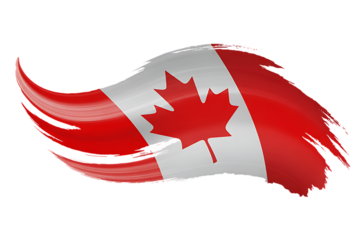 Abstract canadian flag swirl design isolated on transparent background
