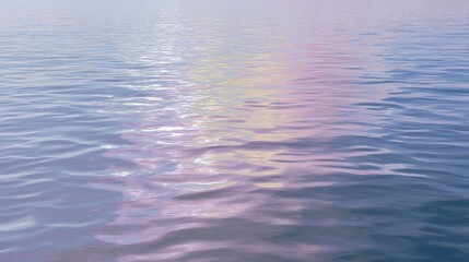 Naklejka premium Serene Water Surface with Gentle Waves Reflecting Soft Colors of Sunset in Calm Waters for Tranquil Nature and Relaxation Themes