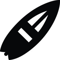 surfboard icon Black silhouette vector illustration on transparent background