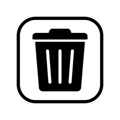 Black Trash Can Bin Icon PNG. Waste Container, Garbage Bin, Rubbish Disposal Symbol, Clean Up and Recycling Waste Management Illustration