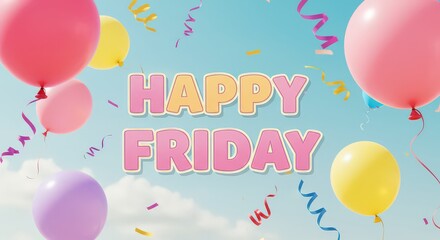 Happy friday celebration balloons